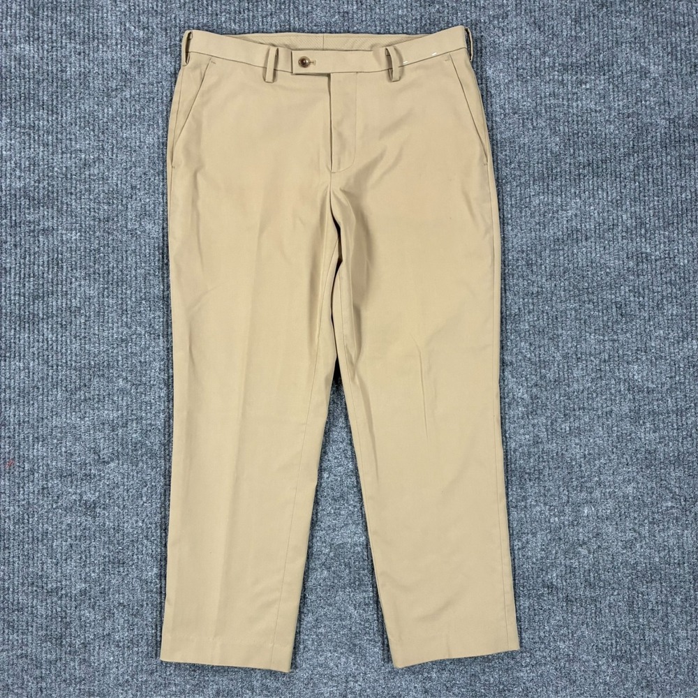 Uniqlo Mens Beige Dress Pants Size 33x34 Flat Front Career Office Trousers